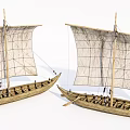 Classic Wooden Sailboats with Textured White Sails Displayed Side by Side and Traditional Hull Design