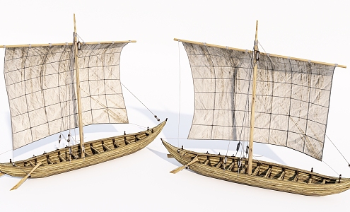 New Chinese-style Sailing Wooden Boat 3d model