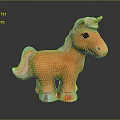 Orange Unicorn Doll With Colorful Mane Tail Golden Horn And Colorful Hooves On Black Background
