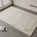 Light Beige Square Rug With Herringbone Pattern And Open Magazine Near Window 3d model