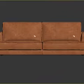 Modern Orange Two Seater Sofa With Upholstered Surface And Black Metal Legs