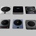 Modern Kitchen Appliances Featuring Various Induction Cooktops With Different Designs 3d model