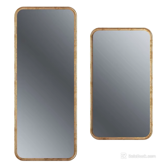 Long Rectangular and Rectangular Mirrors with Gold Frames for Home Decor 3d model 