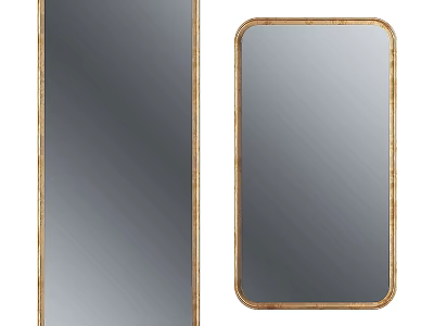 Long Rectangular and Rectangular Mirrors with Gold Frames for Home Decor 3d model