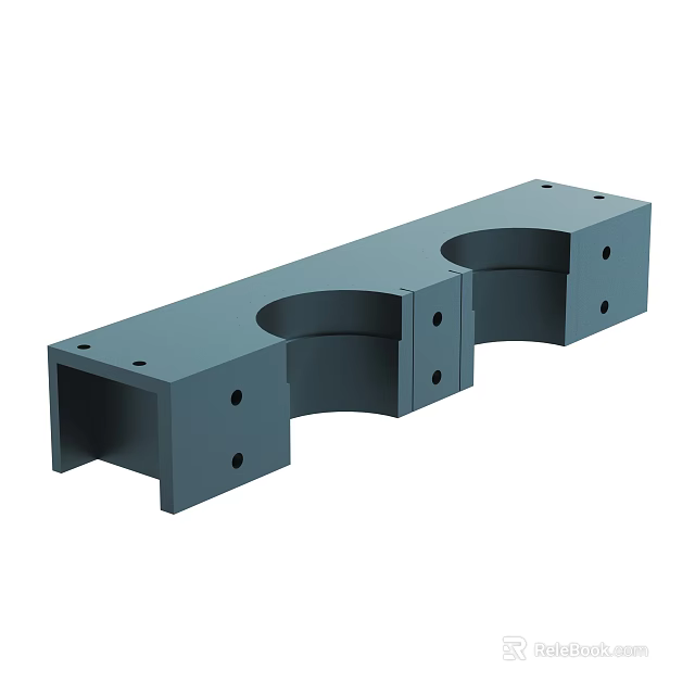 Gray Metal Bracket With Two Circular Holes And Mounting Holes Structure 3d model