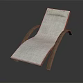 Modern Lounge Chair with White Linen Cushion and Wooden Curved Frame Design