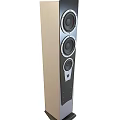 Stylish Living Room Setup With Floor Standing Speaker And Home Audio System