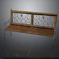 Classic Wooden Bench Featuring Intricate Iron Scroll Backrest And Solid Wood Seat