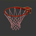 Red Rim Basketball Hoop With White Net And Wall Mounted Structure 3d model