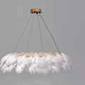 White Feather Chandelier With Gold Ceiling Base For Modern Home Interior Design 3d model