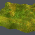 Green And Yellow Hilly Terrain Model With 3D Rendered Landscape Features 3d model