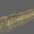 Ancient Stone Building Exterior Wall With Rough Textured Surface And Crenellated Top