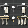 Modern Towel Rack Bathroom Partition Storage Towel Mirror Round Mirror Storage Rack Hardware 3d model
