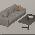 Modern Sofa Coffee Table Set With Light Gray Upholstery Throw Pillows And Books 3d model