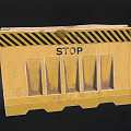 Yellow Traffic Barrier With STOP Sign And Black Yellow Warning Stripes