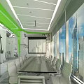 Modern Public Office Space Featuring Open Layout Colorful Ceiling Pipes And Creative Workstations 3d model