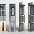 Modern Elevators With Various Designs Glass Doors And Metal Frames In Different Colors 3d model
