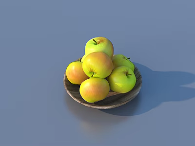 Wooden Plate With Fresh Apples For Home Kitchen Daily Use And Healthy Snacks 3d model