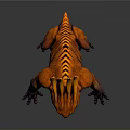 Orange Yellow Spiked Head Creature With Spotted Body And Clawed Limbs 3d model