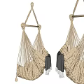 Natural Woven Hanging Chair Design With Cozy Blanket And Fringe Details