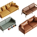 Modern double sofa in leather 3d model