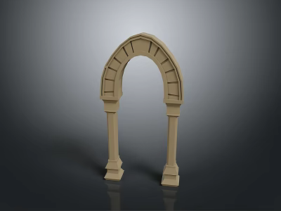 Classic Stone Archway Structure With Decorative Columns And Ornate Top Details 3d model