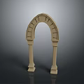Classic Stone Archway Structure With Decorative Columns And Ornate Top Details