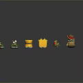 3D Farm Elements Including Crops Tools Wooden Barrels Fences Vegetables And Fruits