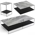 Modern Coffee Tables With Marble And Black Surfaces On Metal Frames 3d model