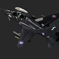 Black Military Fighter Jet With 851 T Markings Roundels And Lightning Emblem