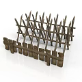 Outdoor Rustic Wooden Fence With Crossed Slats And Picket Structure
