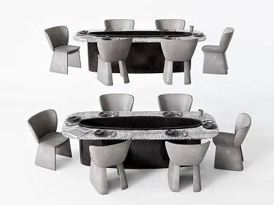 Elegant Modern Dining Table Set With Marble Top And Minimalist Accompanying Chairs 3d model