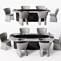 Elegant Modern Dining Table Set With Marble Top And Minimalist Accompanying Chairs
