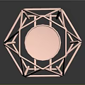 Copper Geometric Modern Side Table With Frame Structure And Decorative Round Tray