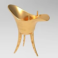 Elegant Golden Jewelry Piece with Three Legs and Libation Cup Shape