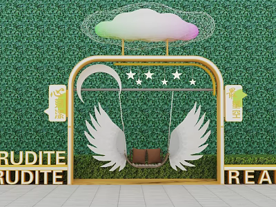 Modern Swing Swing Chair Courtyard Swing Wooden Swing Hanging Chair 3d model