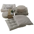 Soft Sofa Bench Setup with Pillows Rolled Towels Plant and Yoga Figurine