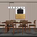 Modern Open Concept Restaurant Interior With Dining Table Chairs And Pendant Lights