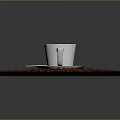 White Coffee Cup With Coffee And Silver Spoon On Dark Wooden Tray With Coffee Beans