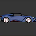 Blue Modern Sports Car With Sleek Design Red Wheels And Black Accents