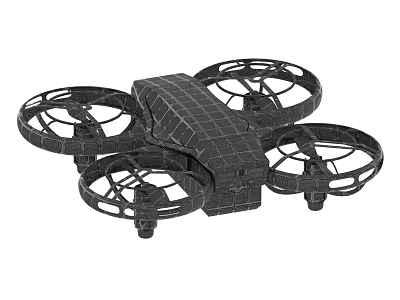 Black Quadcopter Drone With Protective Frame Four Rotors And Compact Design 3d model