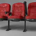 Red Multi seat Sofa With Upholstered Seats Armrests And Cup Holders 3d model
