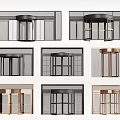 Various Modern Revolving Door Designs With Different Color Frames And Structures 3d model