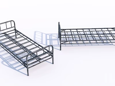 Simple Metal Frame Single Bed Design With Sturdy Slat Support Structure For Bedroom Use 3d model