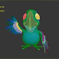 3D Blue Parrot Character With Vibrant Feathers Friendly Face And Spread Wings