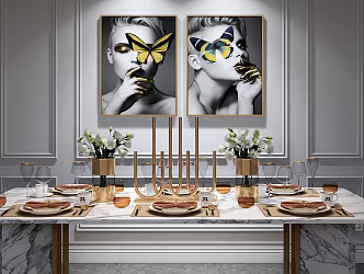Light Luxury Tableware Dining Tableware Combination 3d model