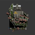 Mechanical Creature Design With Green Metallic Body Red Lights And Claw Structure