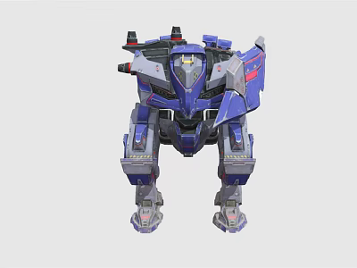 Blue Gray Mech Robot Character With Mechanical Armor And Detailed Structure Design 3d model
