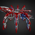 Red and Silver Sci Fi Mechanical Creature with Multi Legged Robotic Structure Design 3d model