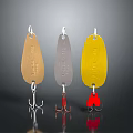 Daily Use Items Three Colored Gold Silver And Yellow Shiny Fishing Lures With Metal Hooks